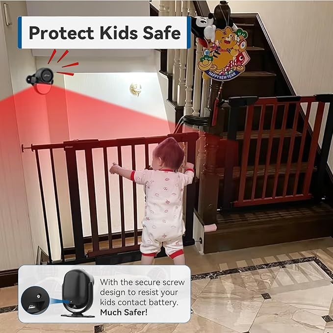 CPVAN 125dB Loud Motion Sensor Alarm with 328ft Remote Control (40ft PIR Detector, Batteries), Indoor Wireless Infrared Security Motion Detector with Siren for Home Garage Van (CP2 Pro, Black)