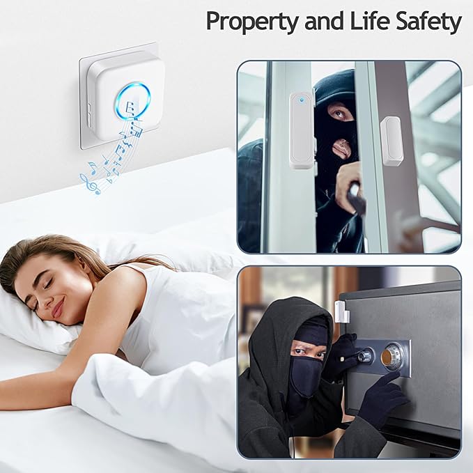 Door Chime, Satisure Door Sensor Chime When Door Opens, Door Entry Alarm for Business/Home/Office/Store with 600 FT Range 58 Chimes 5 Volume Levels LED Indicator (2 Receivers & 3 Sensors)