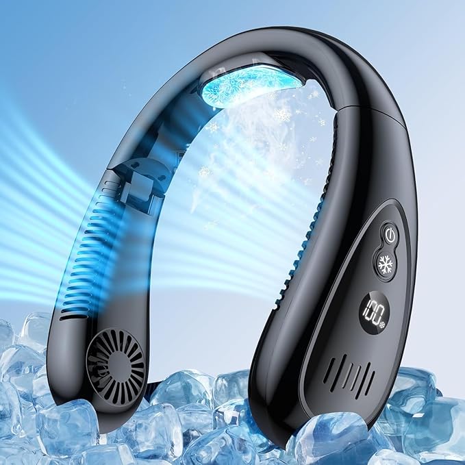 GAITIR Neck Air Conditioner, Portable Neck Fan with Cooling Plate 360°Cooling Airflow, 5000mah Rechargeable USB Fan Hands Free Bladeless Wearable Foldable Mini Fan for Men Women Home Office Outdoor