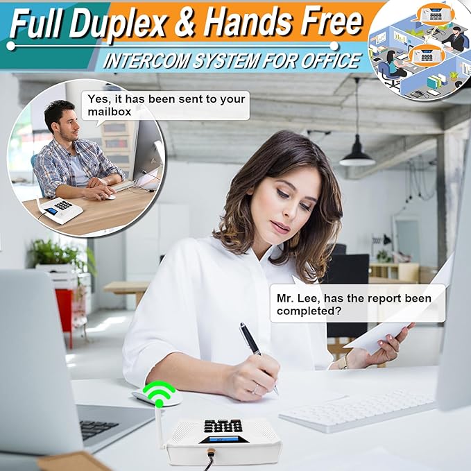SANZUCO Intercoms Wireless for Home Hands Free, 2024 Upgraded Intercom 5300ft with Automatic Answer, 9 Channel Full Duplex Home Intercom System Fit for Hospital Business House(6 Packs White) ﻿