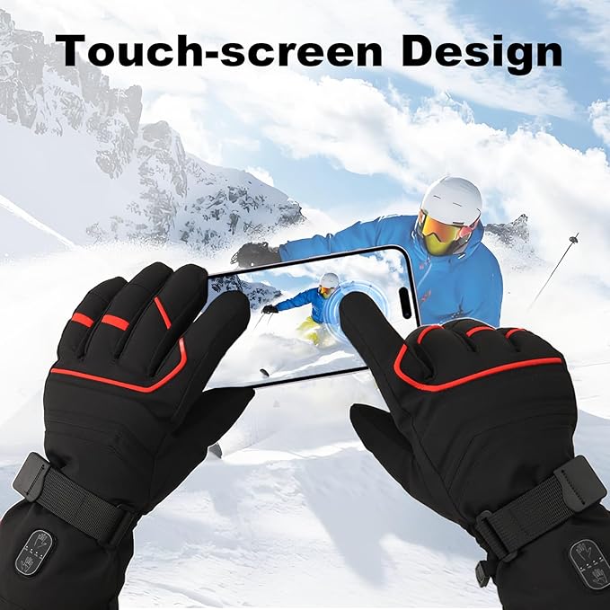 FEETMOR Heated Gloves for Men Women - Upgraded Rechargeable Dual-Heated Winter Gloves for Motorcycling, Hunting, Skiing