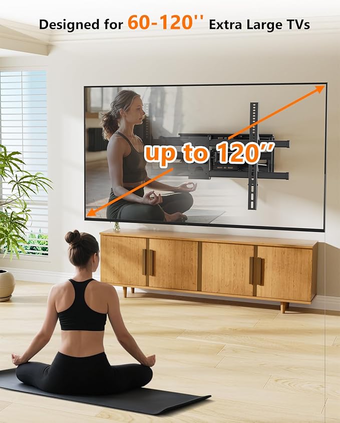 FORGING MOUNT Heavy Duty 60 to 120 inch XXXL Full Motion TV Wall Mount Max VESA1000x600mm Up to 275lbs for Extra Large Big Screens,Universal Articulating TV Mount Bracket Swivel Tilt,16-24” Studs