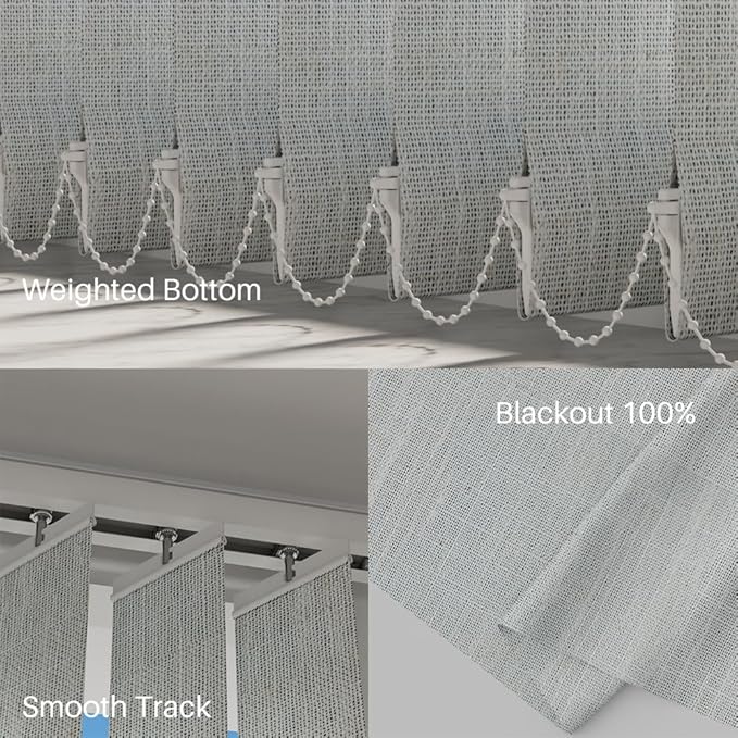 Blindify Motorized Vertical Blinds, Blackout Sliding Door Shades Vertical Shades Remote Control Customize, Cozy Beige