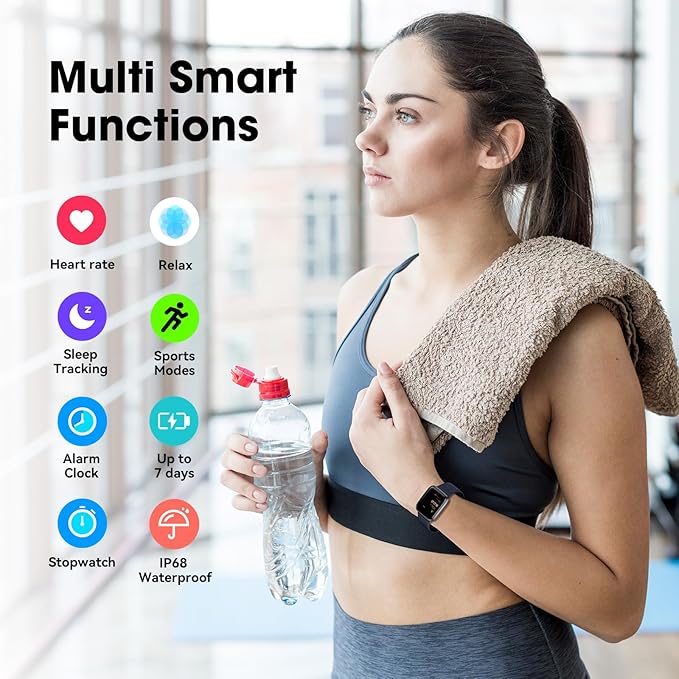 LIVIKEY Fitness Tracker Watch with Heart Rate Monitor, Activity Tracker with Pedometer, Sleep Monitor, Calories & Step Counter, IP68 Waterproof Smart Watches for Women Men Fitness Watch for Sports