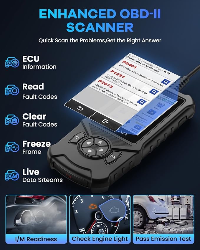 MUCAR CDE900 OBD2 Scanner, Check Engine System Car Code Reader, Automotive Diagnostic Scan Tool with 4 Inches Touchscreen, Cover 106 Brands, FCA Autoauth, Wireless Update