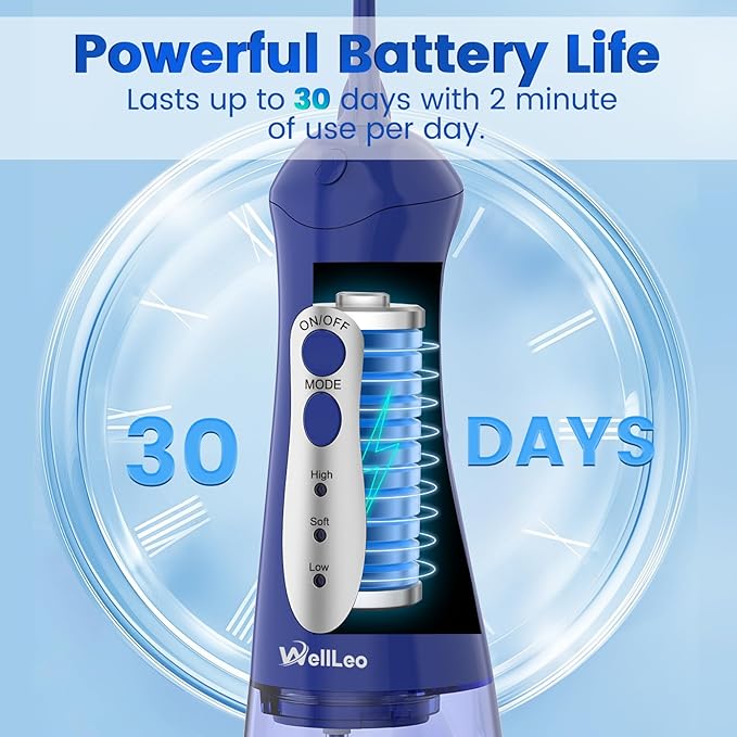 WellLeo Water Flossers for Teeth, Portable Oral Irrigator Rechargeable Water Dental Flosser Pick with High Pressure 5 Jet Tips, IPX7 Travel Water Flossing for Brace Teeth Cleaner Gum Care