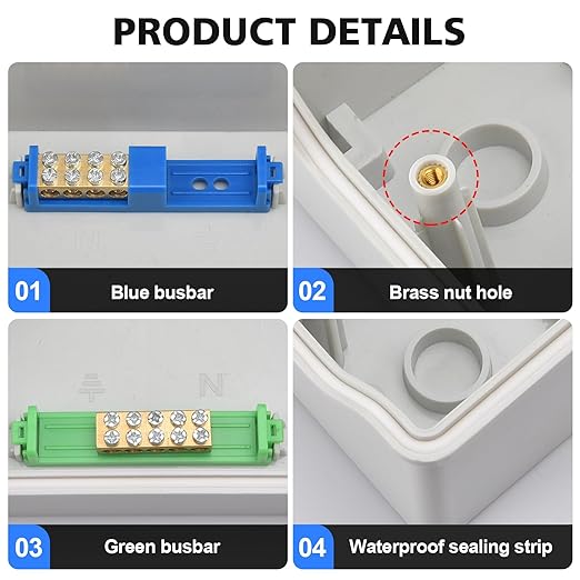Mollom 18 Way HA Series Power Distribution Box with Bus Bars and Din Rail for Miniature Circuit Breaker MCB,Waterproof IP66,Solar Power Distribution Panel for Indoor and Outdoor Use