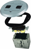 RACO 6239SS Floor Kit with Recessed Duplex 15A TR Device and Adjustable Steel Box, 1-Gang, Stainless Steel