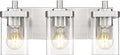 METWET Bathroom Light Fixtures, 3-Light Vanity Light with Square Clear Glass Shade, Brushed Nickel Modern Wall Sconces, Vanity Lighting Fixtures Over Mirror, VL194-BN-3