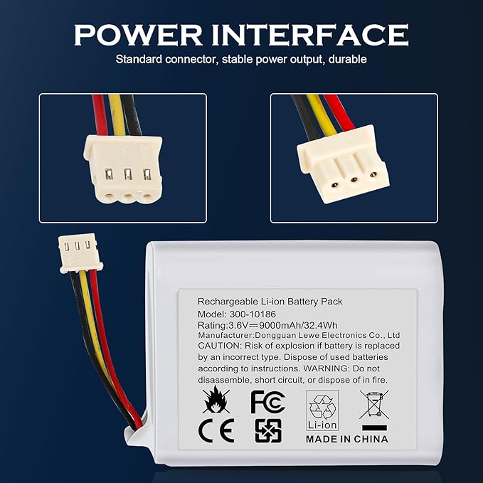 9000mAh Battery 300-10186 Replacement for ADT Command Smart Security Panel ADT5AIO-1 ADT5AIO-2 ADT5AIO-3 ADT7AIO-1, ADT 2X16 AIO Home Security System ADT2X16AIO-1 ADT2X16AIO-2 Battery 3.6V 32.4Wh