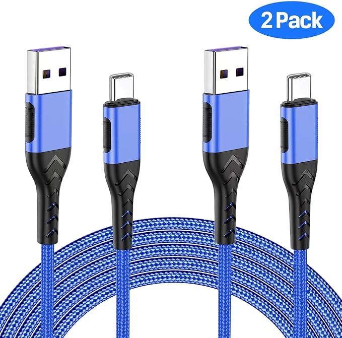 Durcord USB C Fast Charging Cable, Upgraded 2Pack 6ft USB C Charger for Android Phone Pad, Type C Charger Braided USB Cable Compatible with iPhone 15/Pro/Plus/Max - Blue