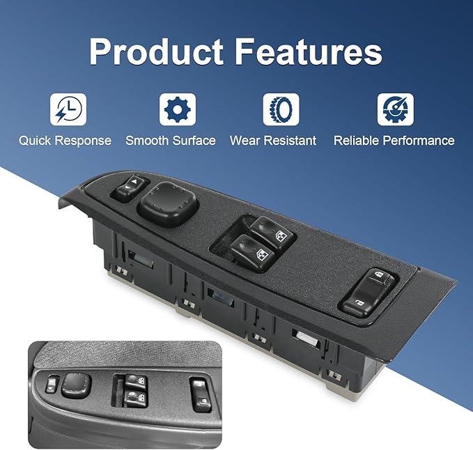 DICMIC Front Driver Side Master Power Window Switch and Door Lock & Black Bezel Assembly Compatible with 2003-2007 Chevrolet, GMC Select Model Replace# 15883318, 920-023, DWS-226