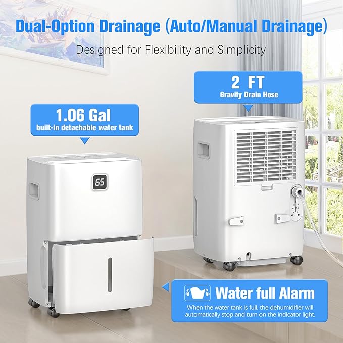DEVERSE Max 80 Pints Energy Star Dehumidifier for Home/Bedroom/Basement, 4500 Sq.Ft Coverage, with Drain Hose, Smart Humidity Control & Large Tank