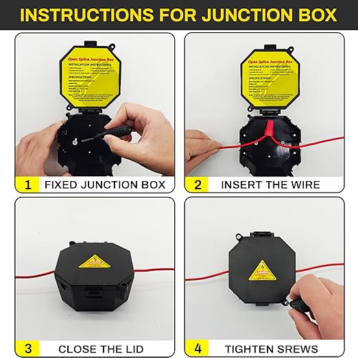 MIARALA Black Open Splice Junction Box (10 Pack), Splice Box Wire Electrical Junction Box with Cover V0 Flame Retardant Rating(Highest Level)