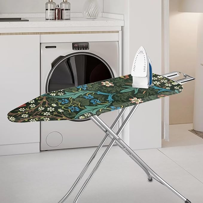 ZCFYGDX William Morris Ironing Board Cover Nylon Buckle Fastening Easy to Install Iron Decor Covers Standard with Elastic Edge Scorch Resistant Protective Covers for Iron Board 18x58 Vintage Print