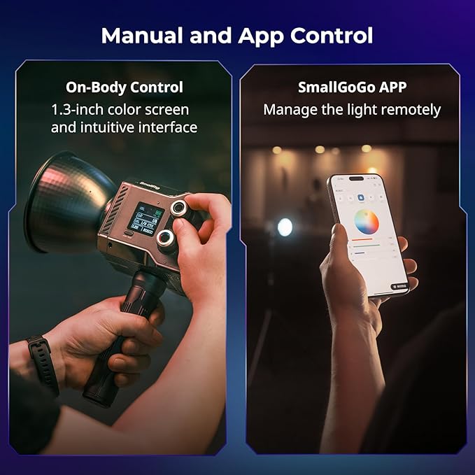 SmallRig RC 60C RGB LED Video Light, 3400mAh Battery 45min Runtime, APP Control, Potable Palm-Sized Continuous Output Lighting 2500K-10000K, for Photography/Video/Studio, Lite Edition