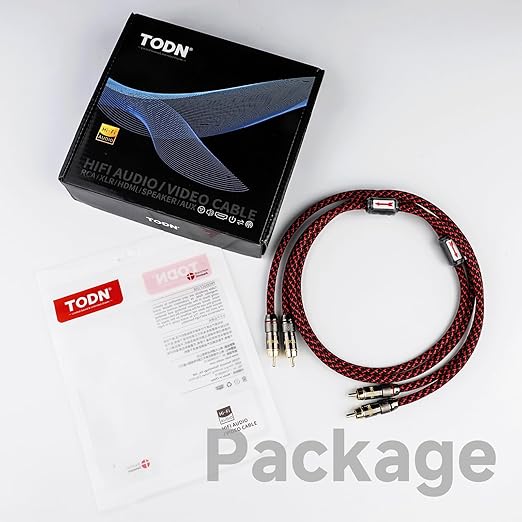 TODN RCA Stereo Cable Audiophile HiFi Interconnect Shielded RCA Cables for Home Audio Systems (16.4ft/5m, 1 Pair)