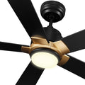 SMAAIR Smart Ceiling Fans with Lights and Remote, 52 Inch Low Profile Ceiling Fan with Dimmable LED Light, 10-Speed Reversible DC Motor Works with APP/Alexa/Google Assistant/Siri Control(Black/Gold)