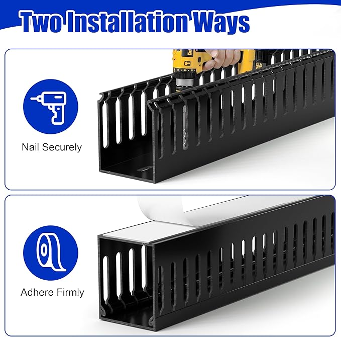 ZhiYo 2 x 2in Professional Server Rack Cable Management Raceway, 99in(6X L16.5in) Cable Raceway Kit, Electrically Safe PVC Open Slot Wire Raceway for Under Desk/Computer/Network Cords, Grey