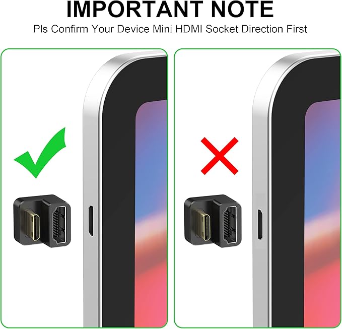 AGVEE 1 Pack (Short Side Inward) 180 Degree Angled Mini HDMI Male to HDMI Female Adapter, U-Shaped 4K@60HZ Converter Coupler Connector Extender for Portable Display Monitor Accessories, Black