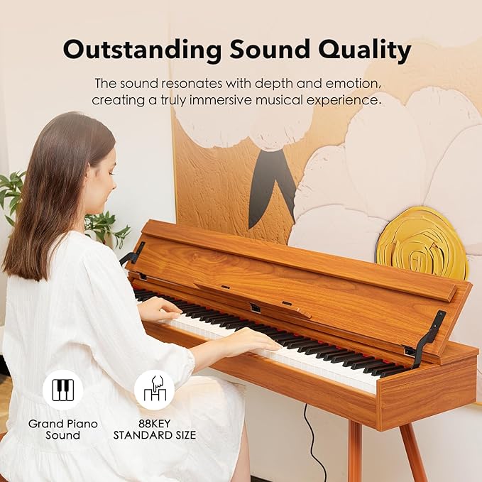 KUMENG Digital Piano 88 Key Weighted Keyboard,Full-Size Desk Progressive Hammer-Action Electric Piano For Beginners, With Sheet Music Stand, Pedal,Power Adapter, Headphone Mode, Usb-Midi