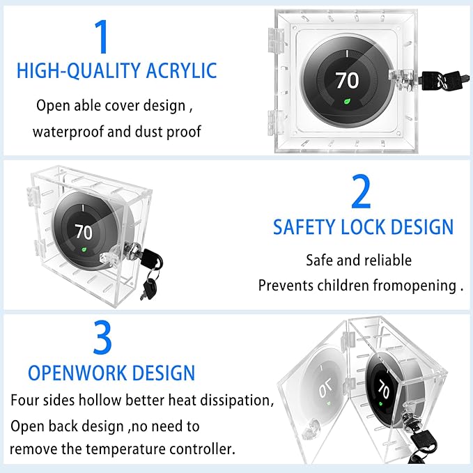 Young Dance Thermostat Lock Box with Key Thermostat Cover Universal Thermostat Lock Box Clear Small Thermostat Guard for Wall Thermostats for All Type Nest Thermostat 4.72''*4.53''*1.97'' or Smaller