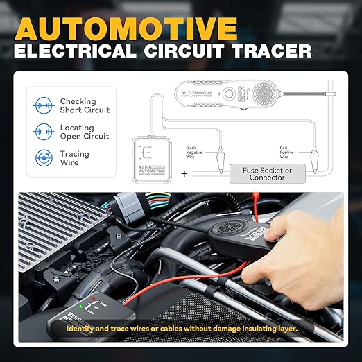 VDIAGTOOL V210 Wire Tracer Electrical Automotive Open & Short Finder Circuit Tester Circuit Breaker Finder Fault Probe Wire Tracker Electrical DC 6-42V