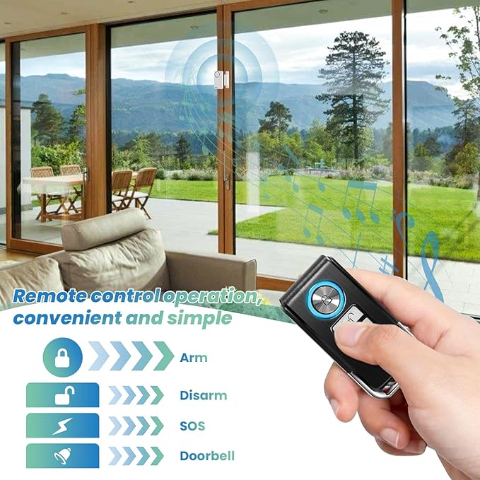 HENDUN Door Alarms When Opened with Remote, Door Bells Chimes, Door Security Sensor (2pack All Batteries Included)