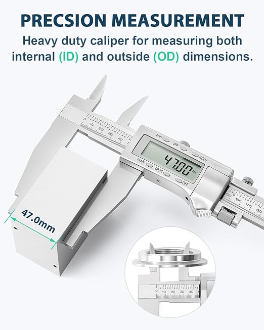 Mxmoonfree 12-Inch Digital Caliper with 4-Inch Jaw Depth, Precision Measuring Tool, Full Metal Frame, Large LCD Screen, Resolution 0.0005"/0.01mm, Ideal for Professionals & Hobbyists