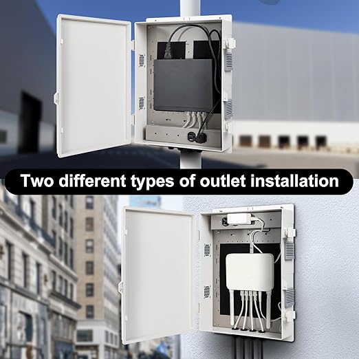 Namunanee Outdoor Electrical Junction Box with High Power Outlet, ABS Water Resistant Enclosure with Internal Mounting Panel & Hinged Cover. (18.1" H* 12.6" L* 4.3" W & Outlet)