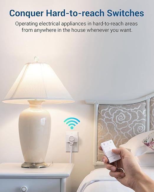 DEWENWILS Wireless Remote Control Outlet, No Wiring, Programmable & Expandable Electrical Outlet Switch, 100FT Control Range, 125V/15A/1875W Independent Control Outlet, 1Remote+3 Outlets