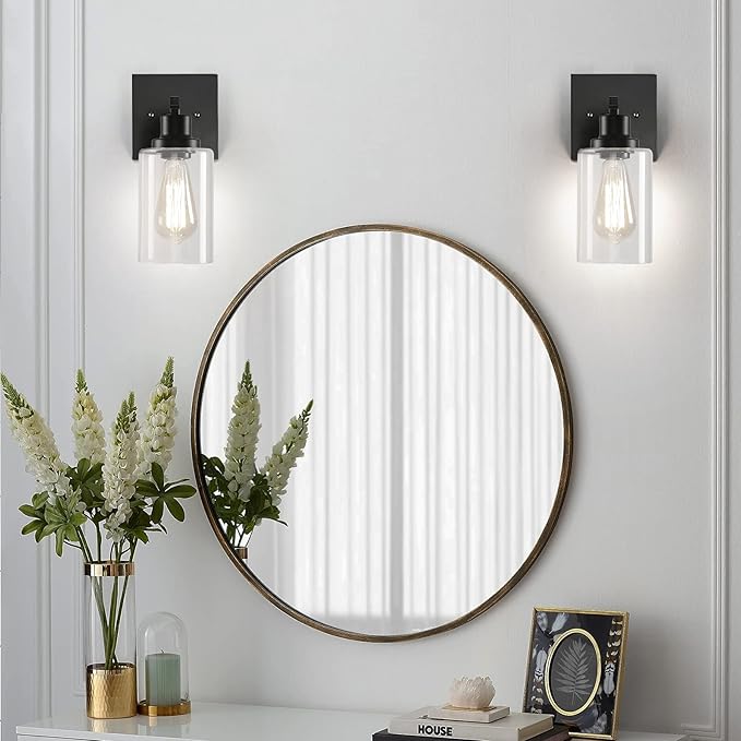 DIKAIDA Plug in Wall Sconces, 2 Pack Wall Lamp, Rustic Plug in Wall Light Sconces, Sconces Wall Lighting, E26 Modern Wall Light Fixtures