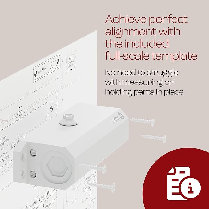 PrimeWare DC-300 Automatic Adjustable Door Closers for Home | Soft Close, No Slam | Residential and Commercial Door Closer | Level 3 | for Doors Weighing 90-140 lbs | Hydraulic Door Spring - White