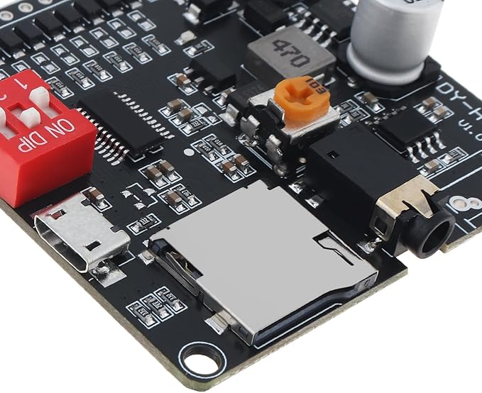 DiGiYes 20W Voice Playback Module DC 6-35V 24-bit DAC Output Support TF Card 32GB for Broadcast Device DIY, Support USB Downloadable Music Player Board