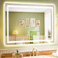 YEELAIT 50x36 Inch LED Bathroom Mirror with Lights Front and Backlit Lighted Vanity Mirror for Bathroom Wall with 3 Colors Dimmable Anti-Fog Memory Shatter-Proof IP54 Waterproof Horizontal/Vertical