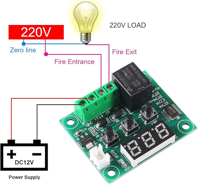 AEDIKO W1209 DC 12V Digital Temperature Controller Board Blue Digital Display Thermostat -50-110°C Electronic Temperature Temp Control Module Switch with Waterproof Case (1-Pack)