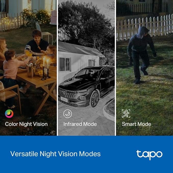 Tapo 1080p Indoor/Outdoor Security Camera - Free Person/Motion/Baby Cry Detection, Color Night Vision, IP65 Weatherproof, SD/Cloud Storage, Works w/Alexa & Google Home HybridCam, Black
