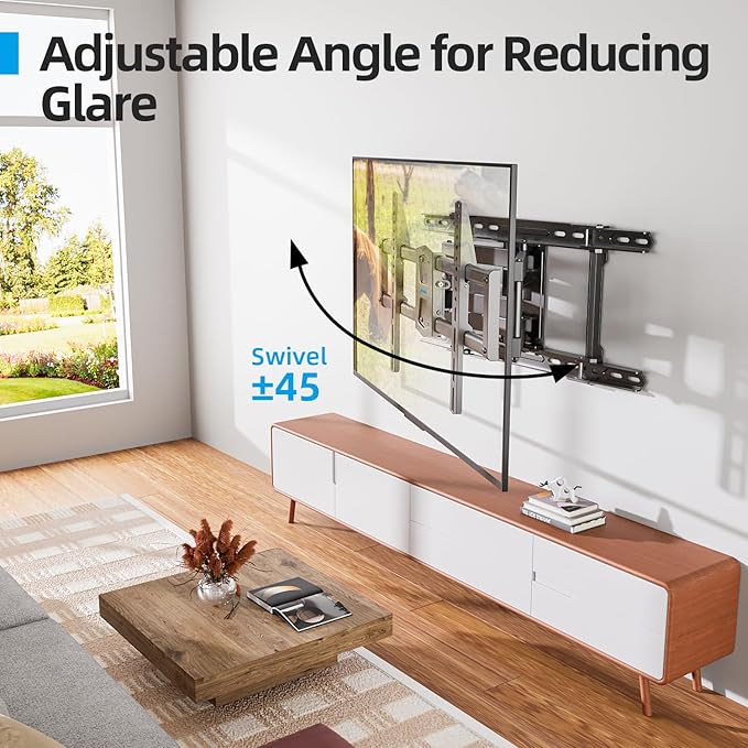USX STAR Full Motion TV Wall Mount 24 inch Studs for Most 42-86 Inch TVs, Adjustable TV Wall Mount Swivel and Tilt, Loading 110 LBS, Max VESA 600x400mm, Fits 16", 18", 24" Studs
