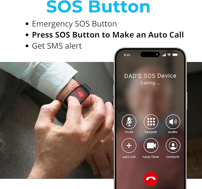 SecuLife SOS Wristband,Fall Detection, GPS Safety Bracelet for Seniors – SOS Button, Geo-Fencing, 2-Way Calling & Caregiver Tracking – Medical Alert Device, Simple & Reliable Alert System