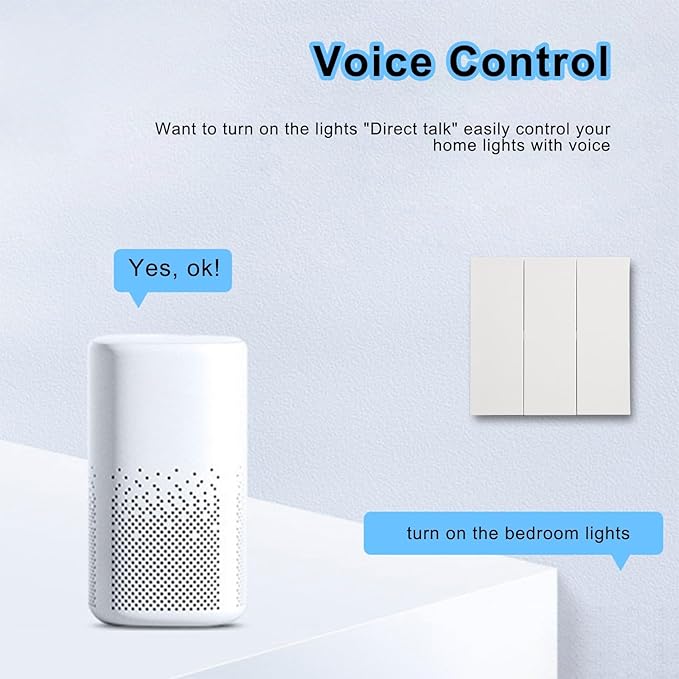 Deskbloom Scene Switch for Tuya for ZigBee 3.0, 6-Button Wall Controller, Remote Voice App Control, White ABS, Battery Powered for Home Automation