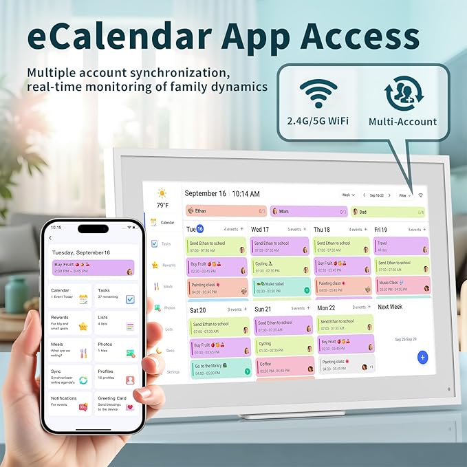 Canupdog Digital Calendar, 21.5 Inch Electronic Calendar Chore Chart & Wall Planner, IPS HD Touchscreen Interactive Display for Family Schedules, Streamline Household Organization, Christmas Gifts for Women Mom