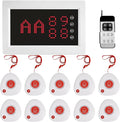 WNKRUN Wireless Caregiver Pager Nursing Calling System Elderly Alarm with 1 Display Receiver and 10 Waterproof 2 Key Call Buttons for Nursing Home Clinic (10 M2 Call Buttons)