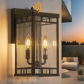 13.5” Dusk to Dawn Sensor Outdoor Wall Lights - 2-Light Large Exterior Lighting Fixtures, Waterproof Porch Lights for Garage, Front Door, Patio & House, Porch Light with E12 Base,Matte Black,1 Pack