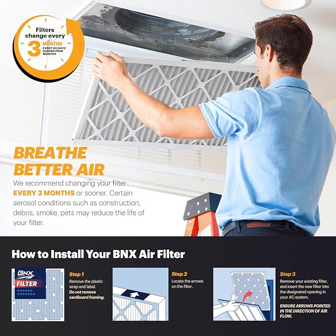 BNX TruFilter 16x24x1 Air Filter MERV 11 (12-Pack) - MADE IN USA - Allergen Defense Electrostatic Pleated Air Conditioner HVAC AC Furnace Filters for Allergies, Dust, Smoke, Allergy MPR 1200 FPR 7