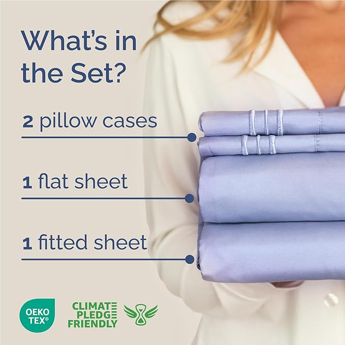 Full Size 4 Piece Sheet Set - Comfy Breathable & Cooling Bed Sheets Set - Hotel Luxury Bedding for Women, Men, Kids, Teens, Boys & Girls - Deep Pockets, Ultra-Soft, Wrinkle Free - Oeko-Tex - Lavender