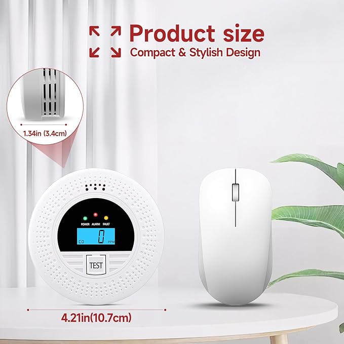 3-Pack Interconnected Smoke Detectors and Carbon Monoxide Alarm with Test & Silence Button, Battery Powered, Smoke and CO Detector for Any Room, Peace of Mind