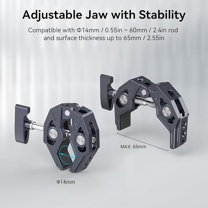 SMALLRIG Crab-Shaped Super Clamp, Camera Mount, 1/4"-20, 3/8"-16 Threaded Holes, 7.7lbs/3.5kg Payload, Compatible with Cameras, Monitors, LED Lights, etc.