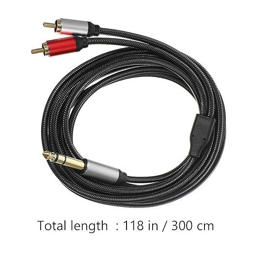 FRCOLOR 35mm 3-core Stereo to 2-Connector Audio Cable 3m Guitar Sound Signal Splitter Cable for Studio Recording and Microphone Accessories