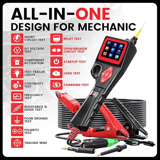 TopDiag P200 Power Circuit Probe Kit - Automotive Circuit Tester with 2024 Online Update, 9~30V Voltage Range, Multimeter, Relay Test, Fuel Injector Tester, Activating Component, Oscilloscope Mode