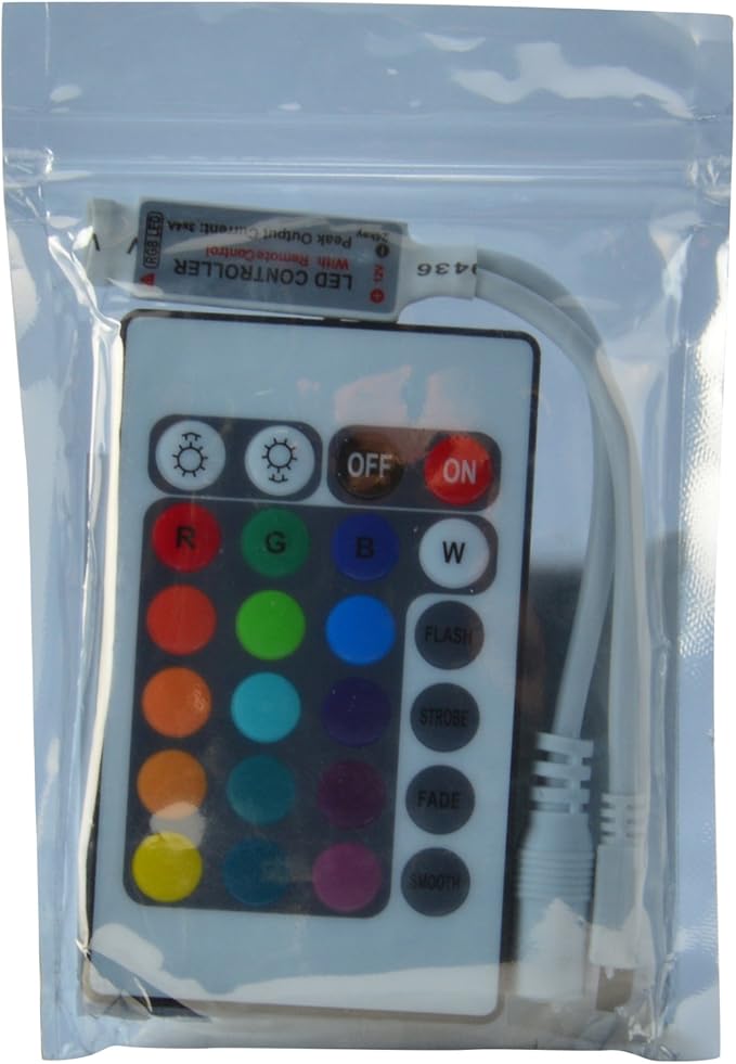 ABI Inline IR Controller with 24 Key Remote for 12V RGB LED Strip Light